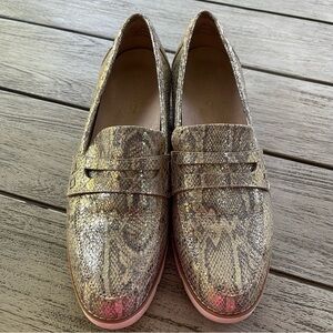Vionic Cheryl II Metallic Gold Slip On Loafers Womens Size 9.5